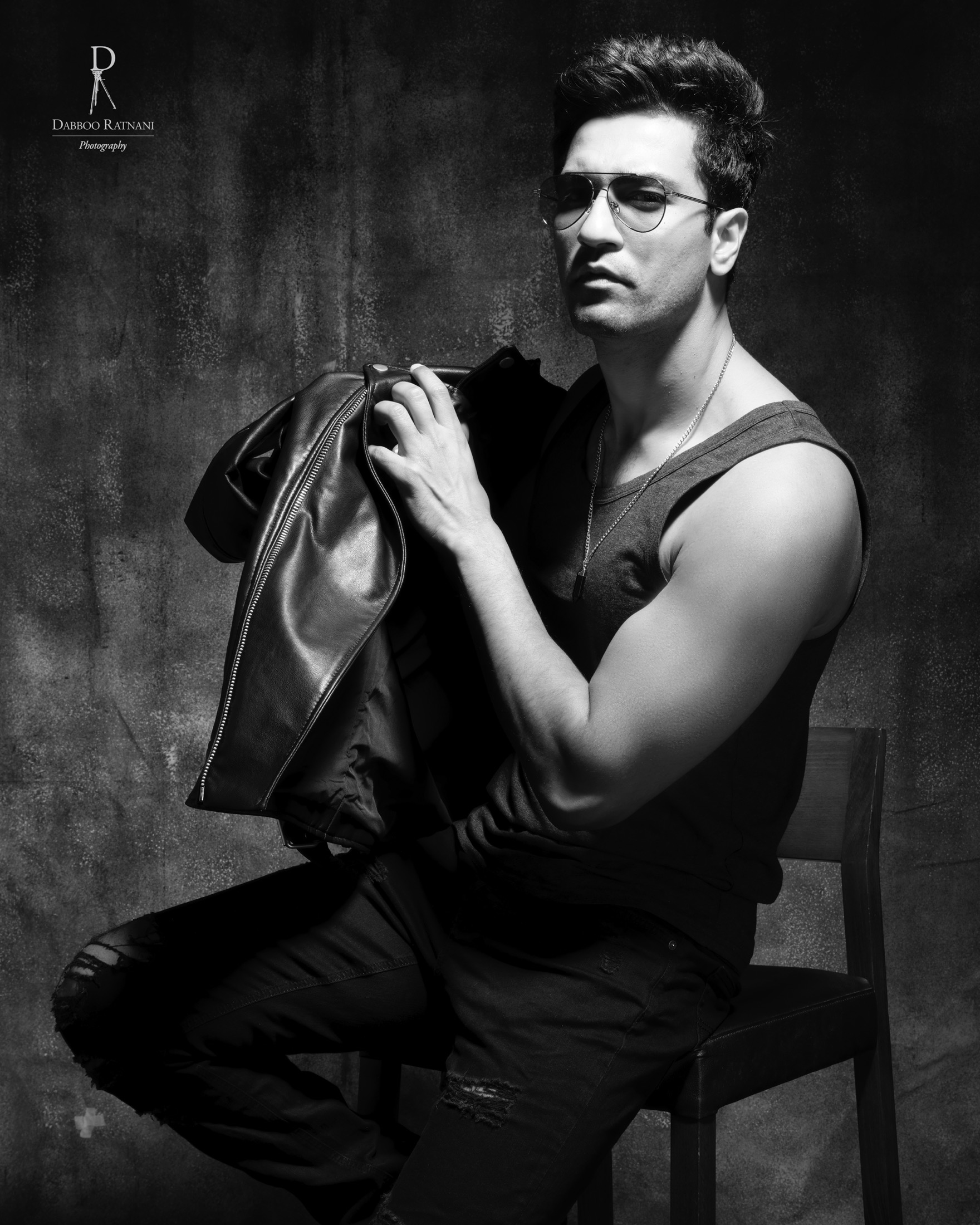 Black and white cinematic portrait from the Dabboo Ratnani portfolio