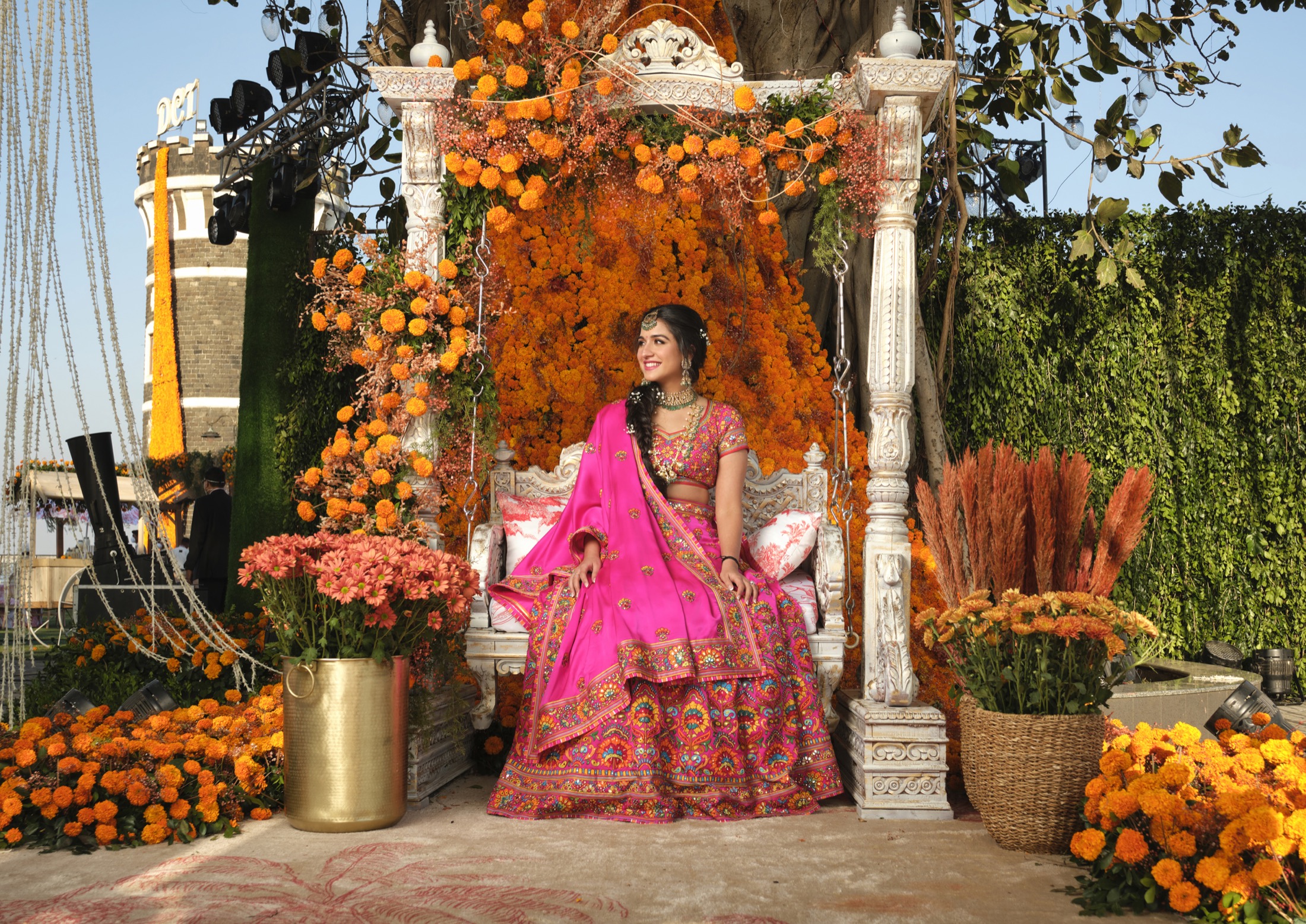 Outdoor fashion portrait with architectural setting