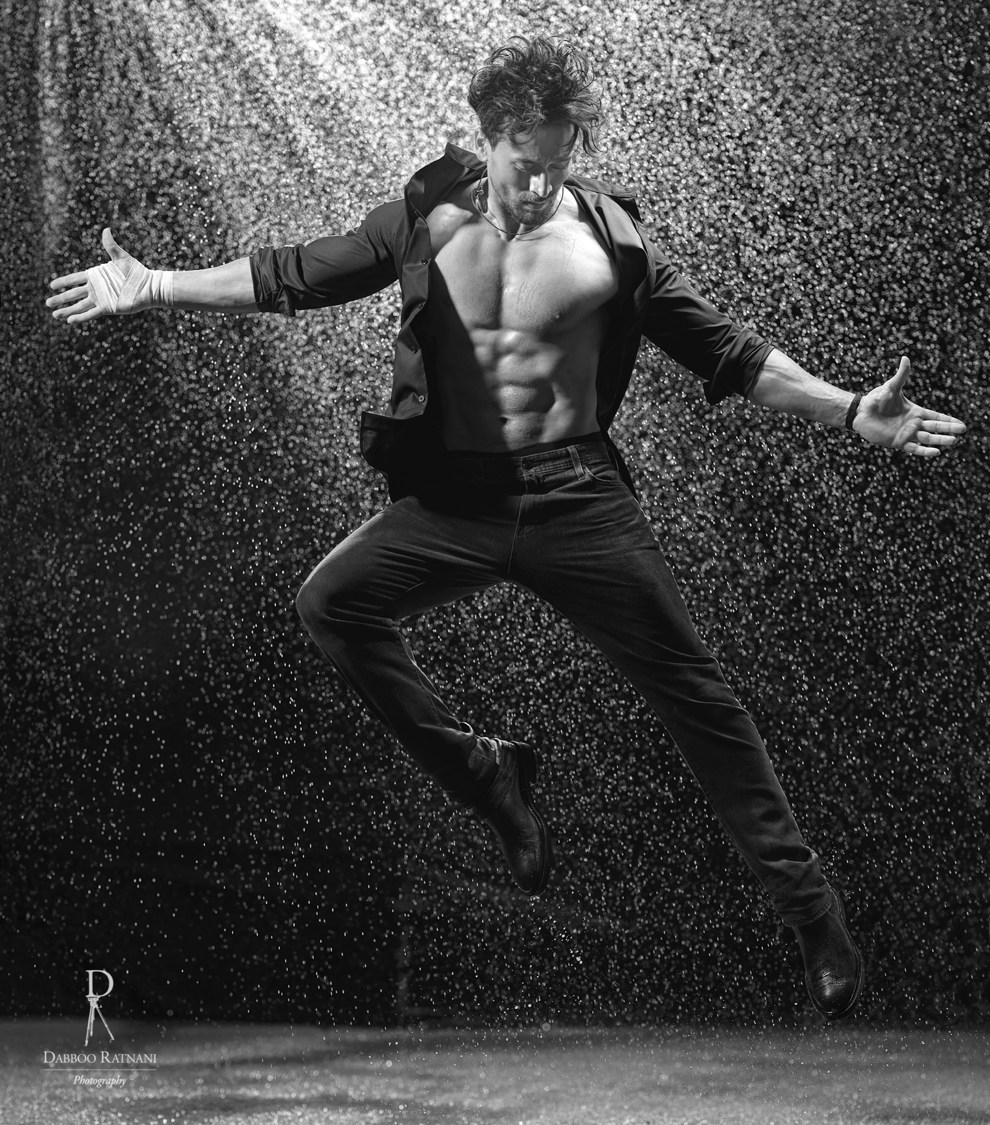 Athletic studio portrait with directional light